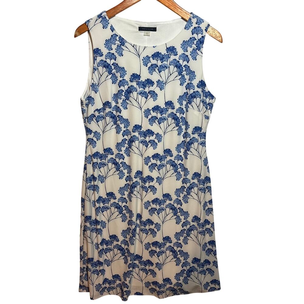 Tommy Hilfiger Women's Size 10 Blue White Floral Lined Dress Resortwear Summer